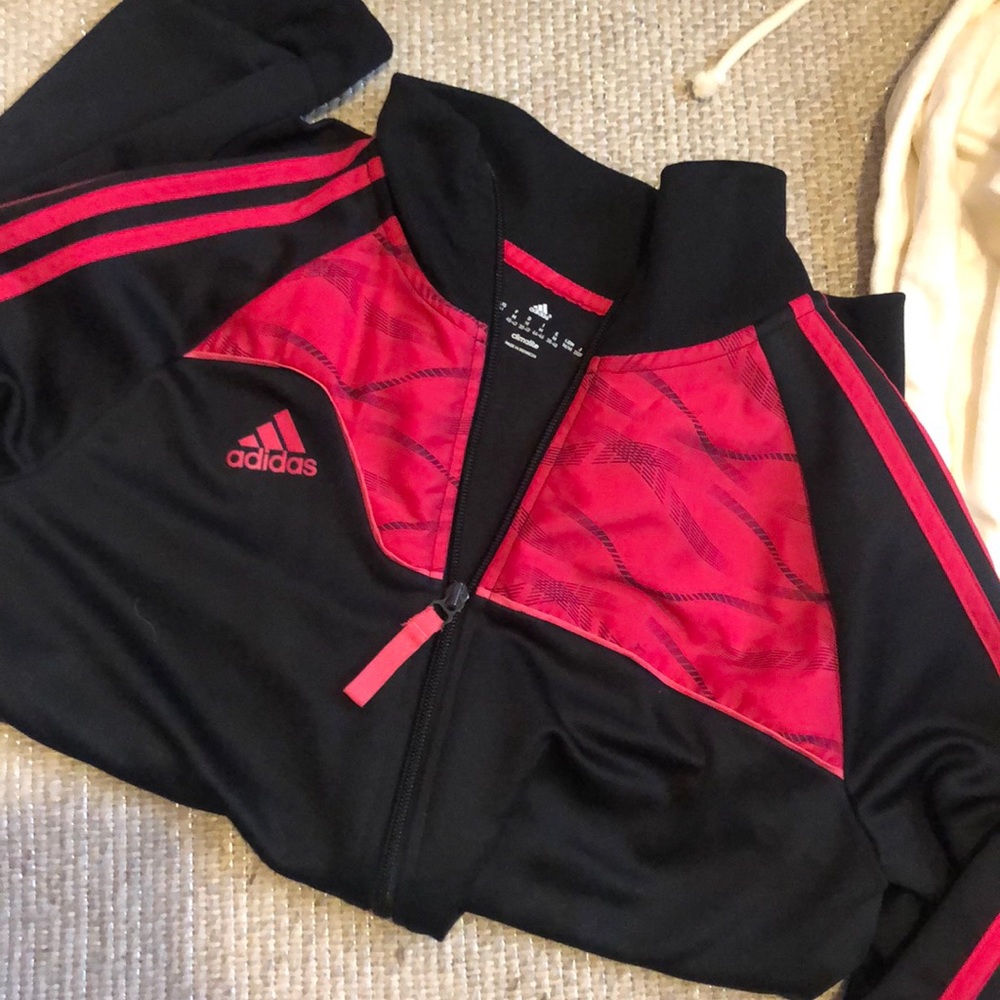 Adidas pink and black track jacket